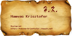 Hamvas Krisztofer névjegykártya